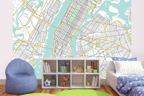 Vlies Fototapete - Stadtplan von New York 375 x 250 cm